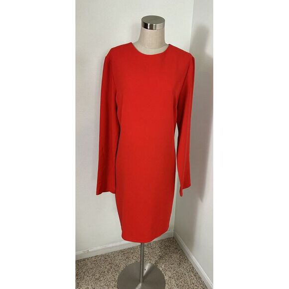 Tibi Long-Sleeve Crepe Mini Cocktail Dress Red Zipper Valentine sz 12 NWT $495 - Picture 14 of 16